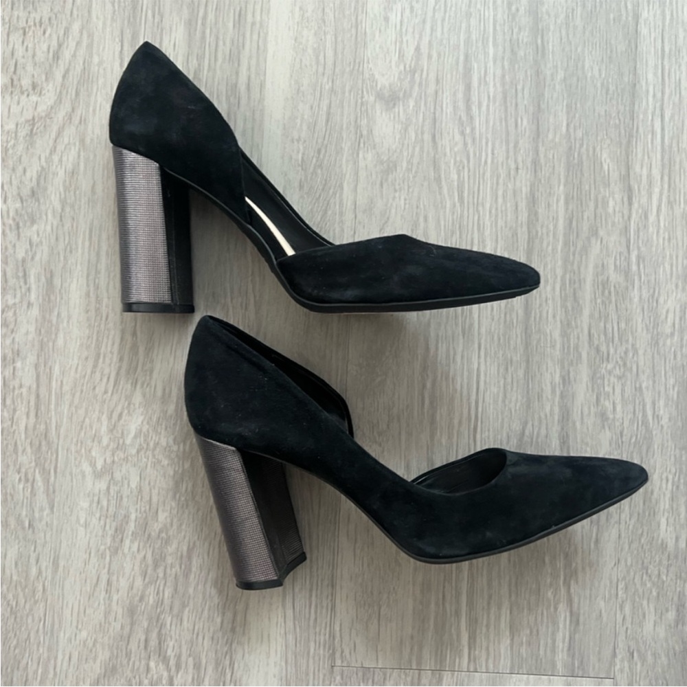 Nine West Black Suede Pointed Toe Block Heel Pumps Women’s 8.5M